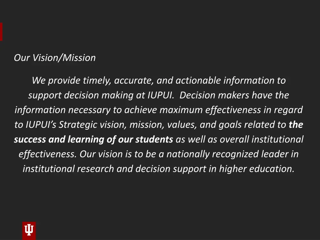 our vision mission