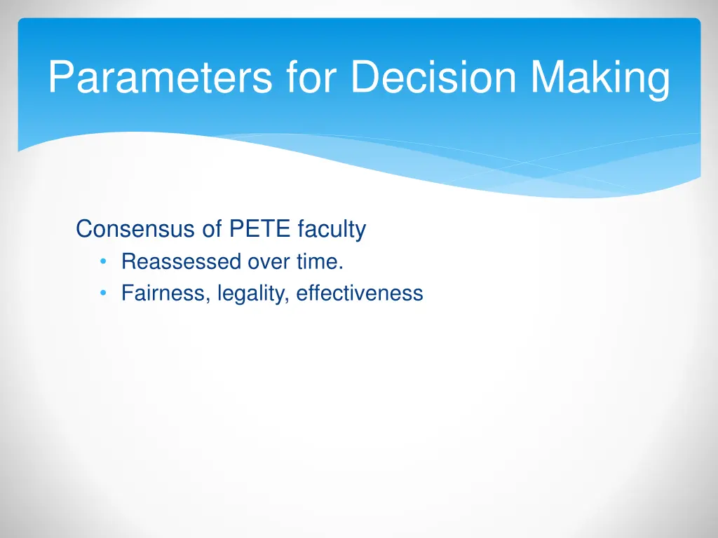 parameters for decision making