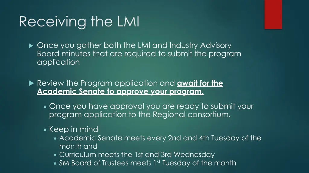 receiving the lmi