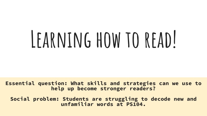 learning how to read