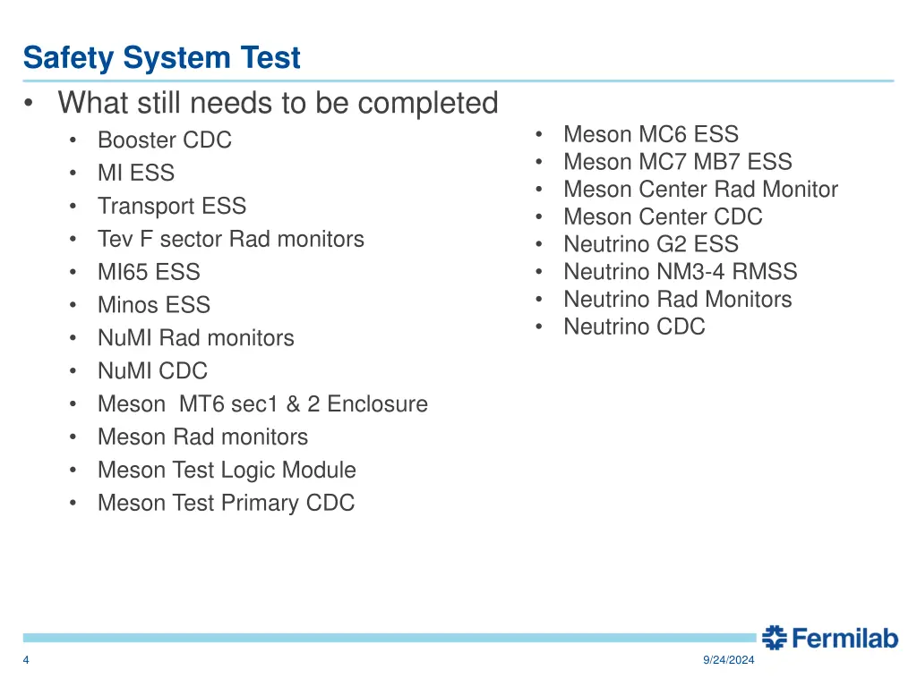 safety system test what still needs