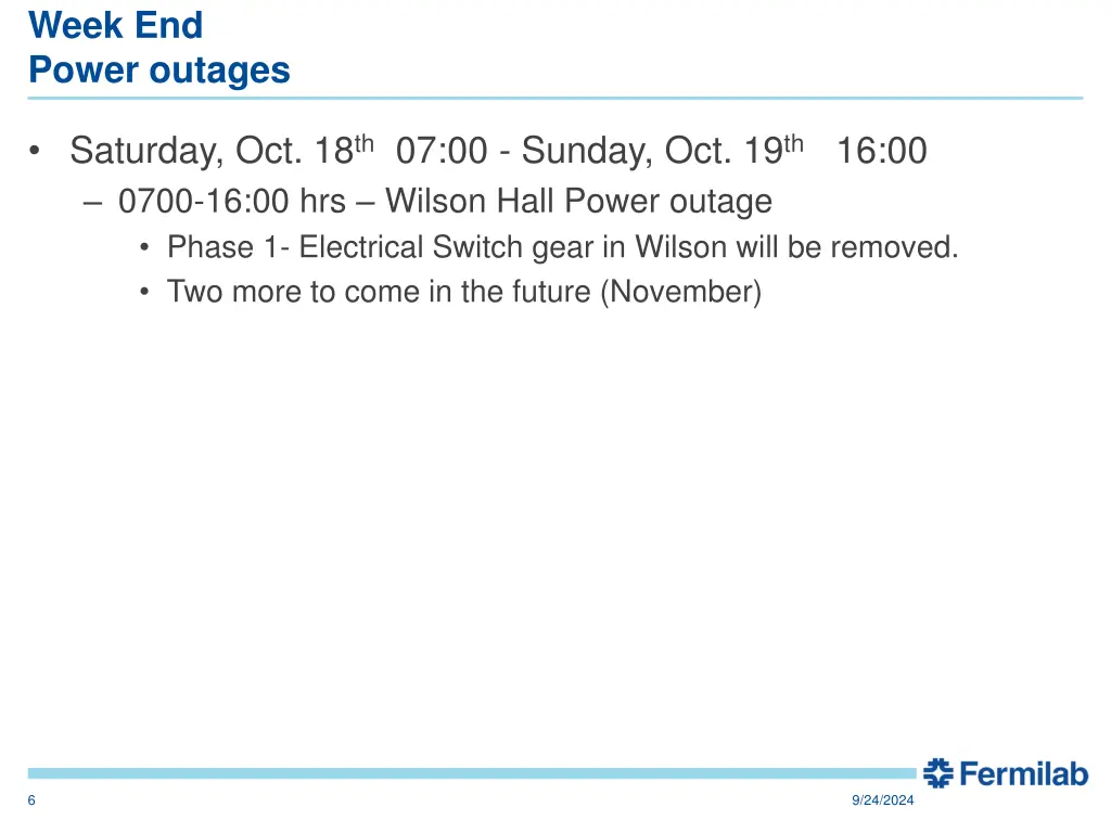 week end power outages