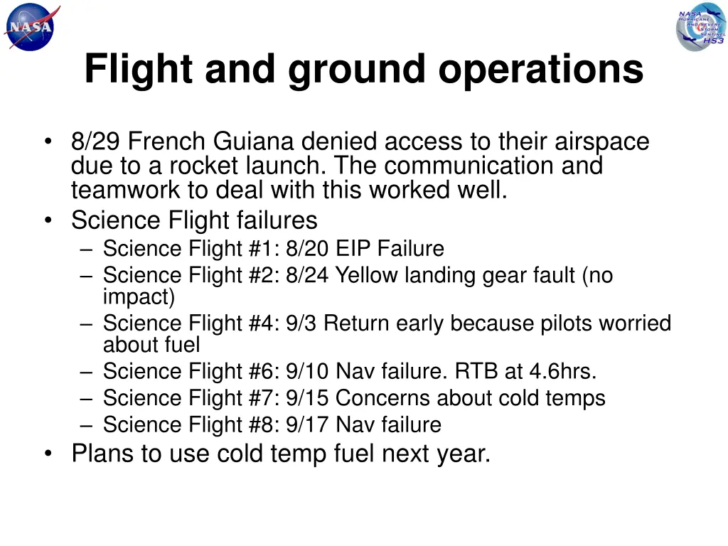 flight and ground operations