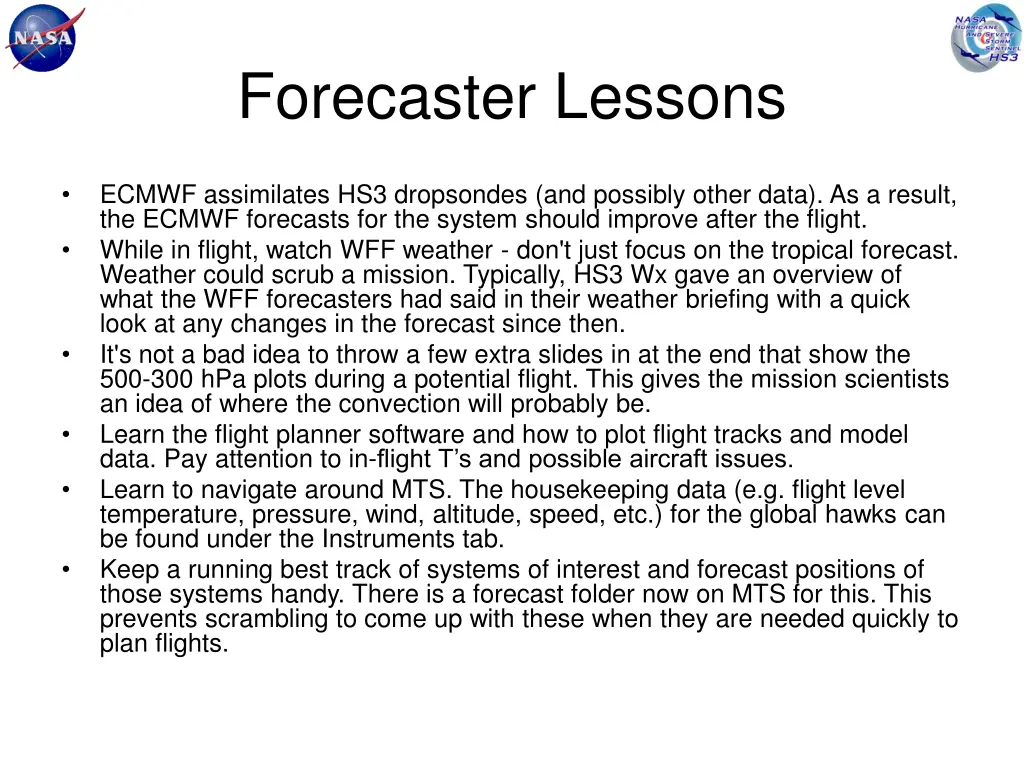 forecaster lessons