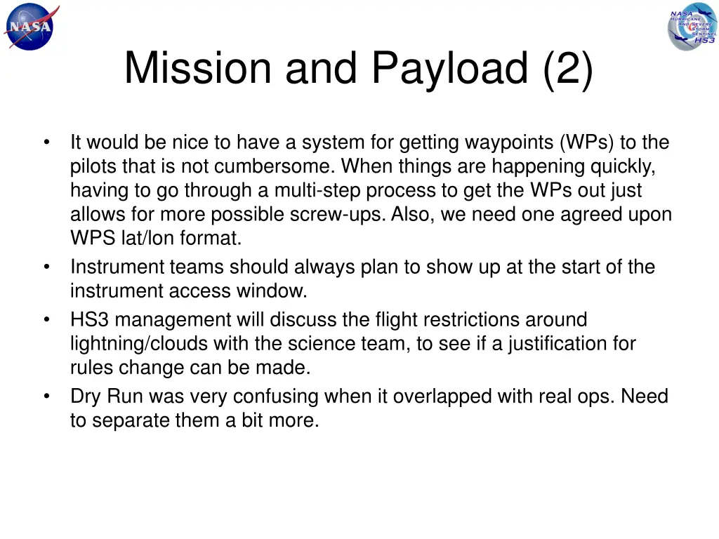 mission and payload 2