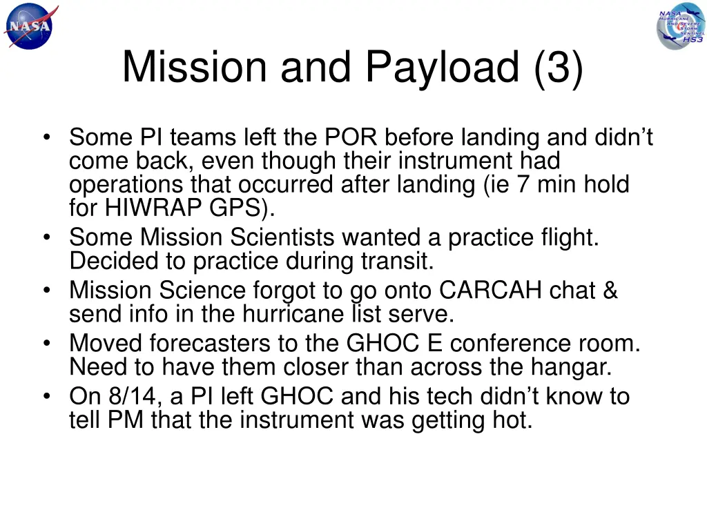 mission and payload 3