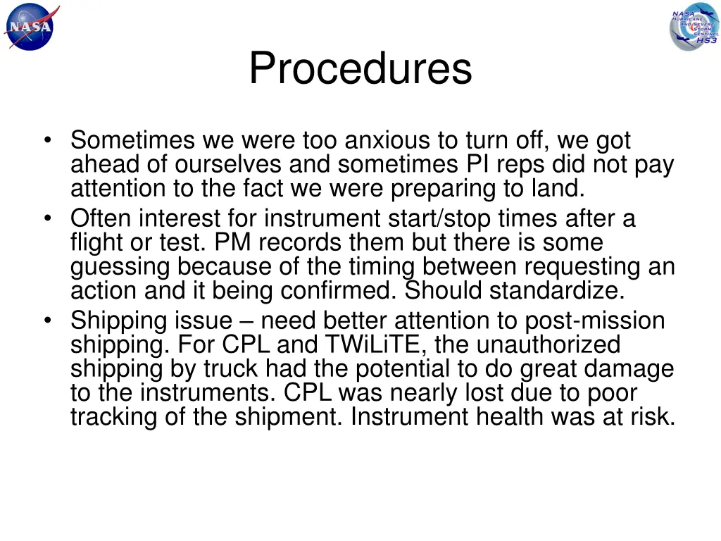 procedures