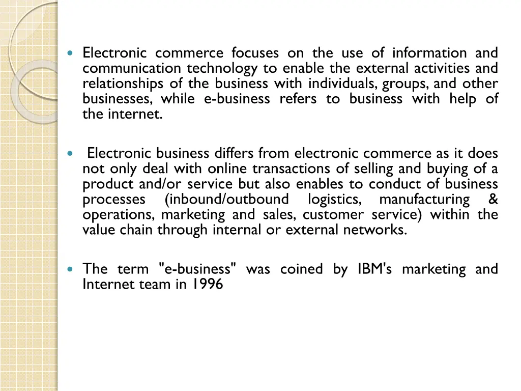 electronic commerce focuses