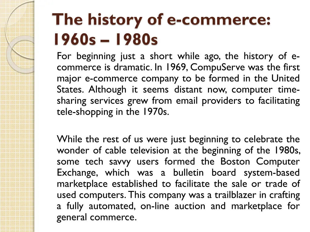 the history of e commerce 1960s 1980s