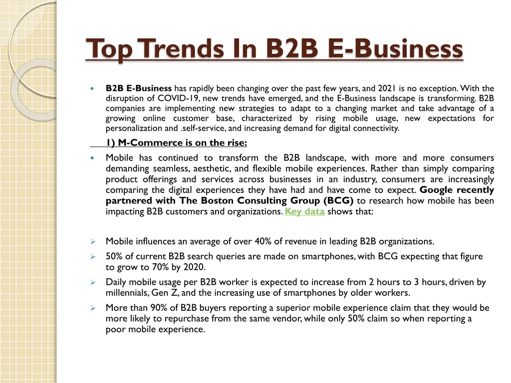 top trends in b2b e business