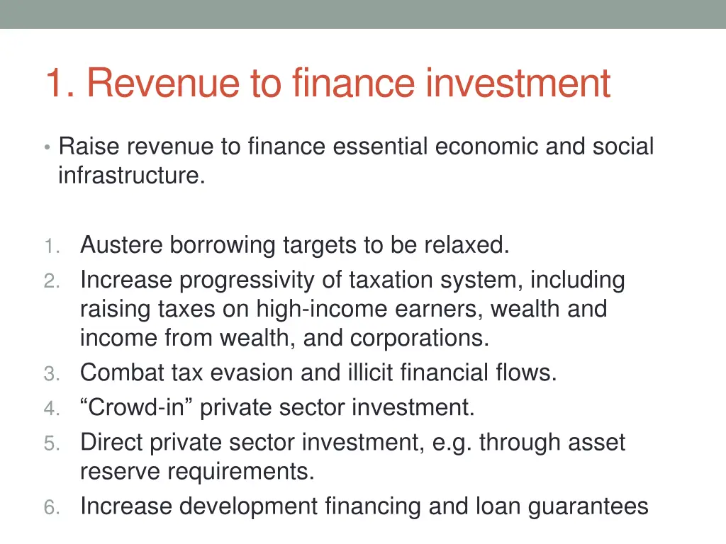 1 revenue to finance investment