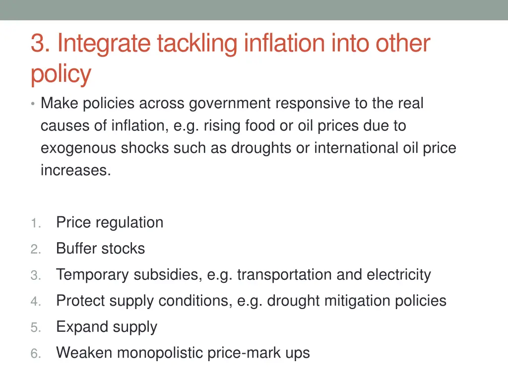 3 integrate tackling inflation into other policy