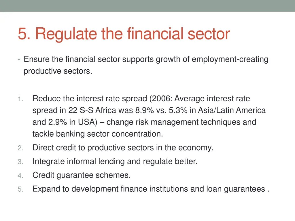 5 regulate the financial sector