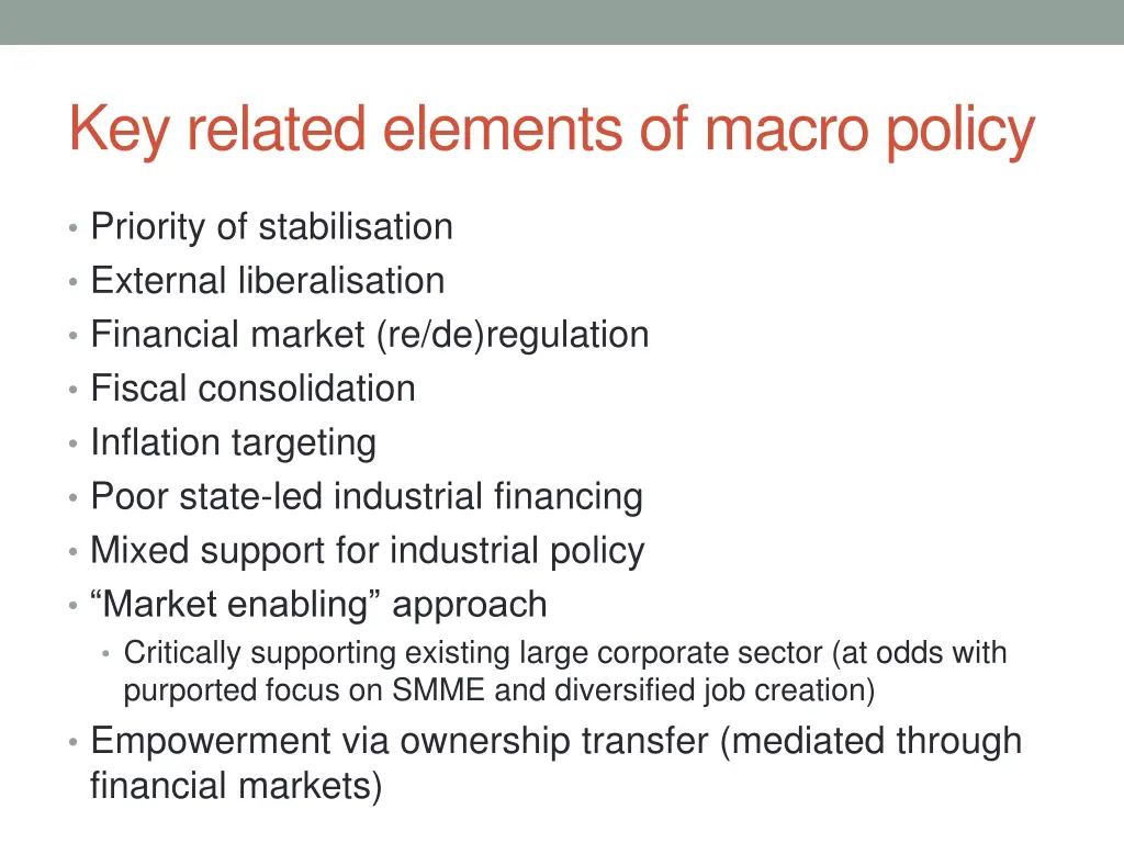 key related elements of macro policy