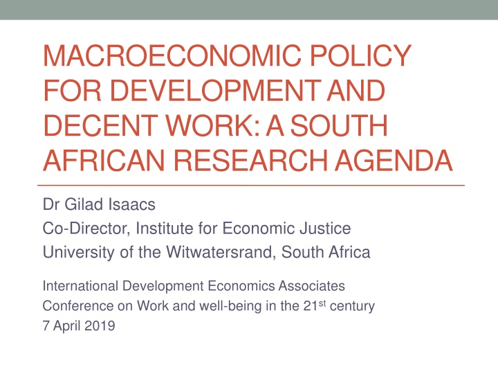 macroeconomic policy for development and decent