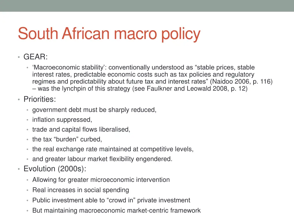 south african macro policy