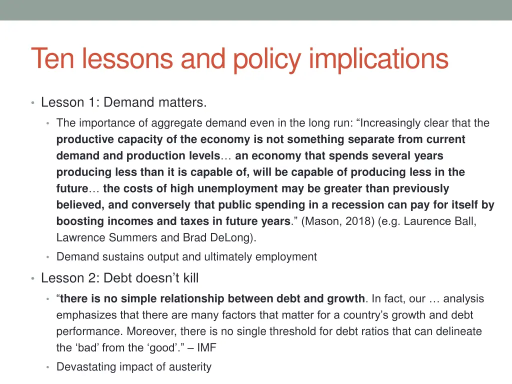 ten lessons and policy implications 1