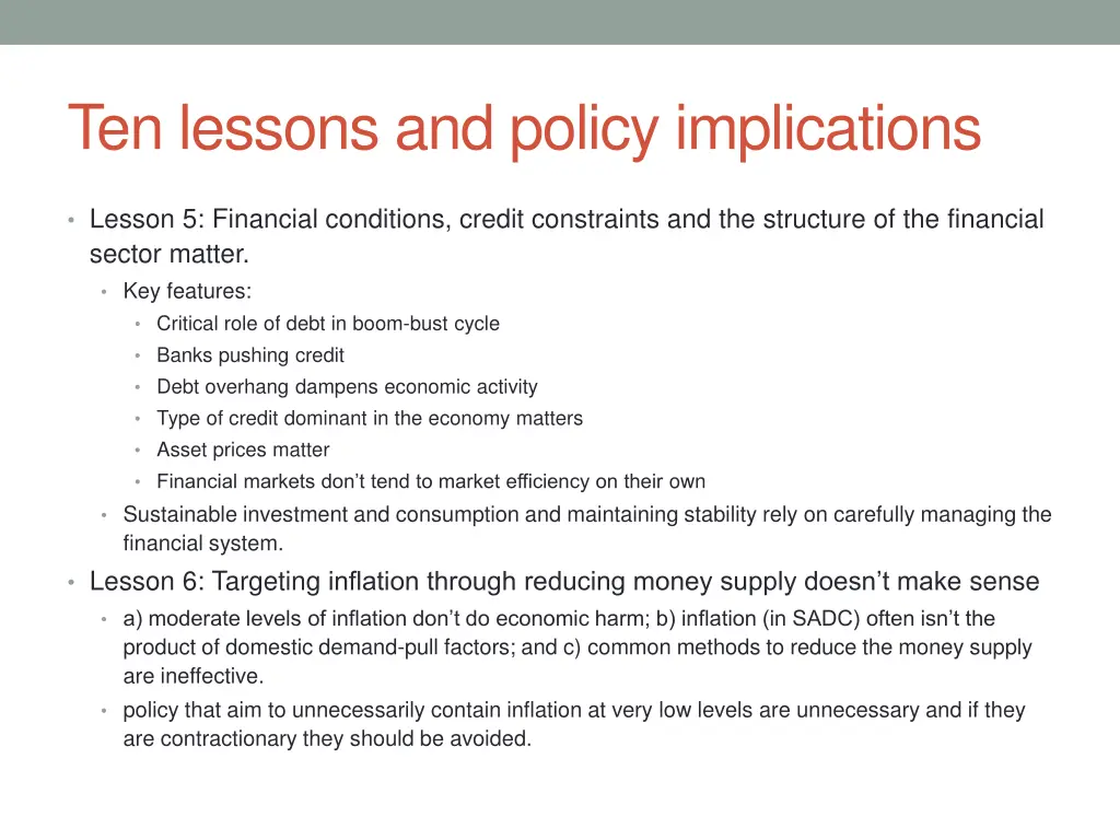 ten lessons and policy implications 3