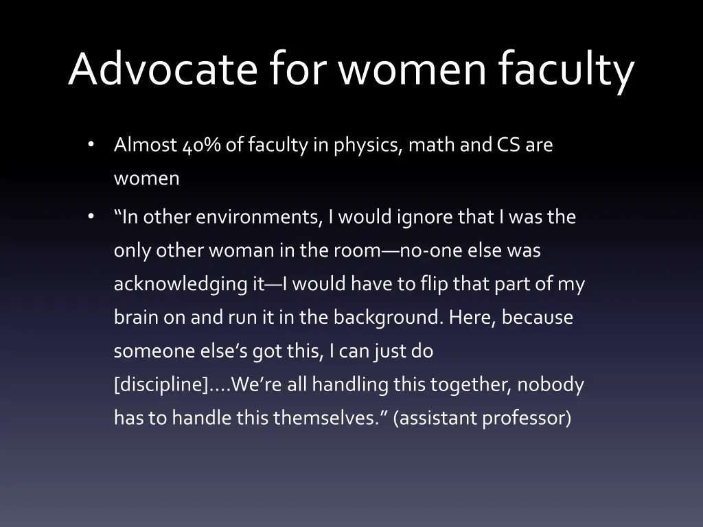 advocate for women faculty