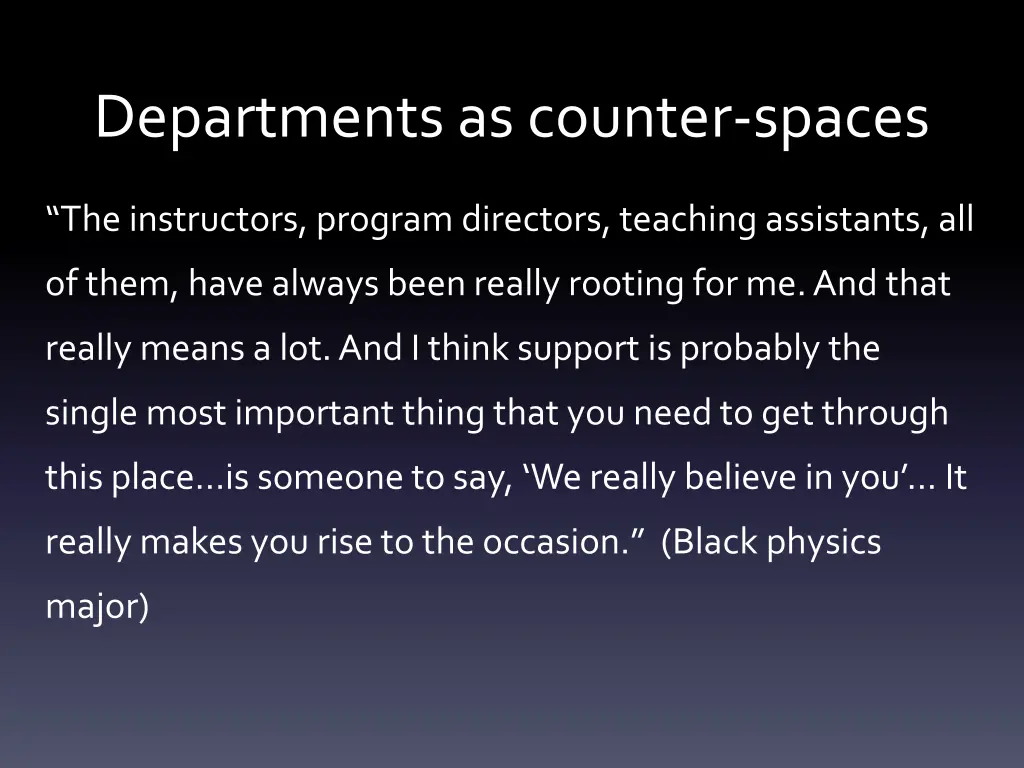 departments as counter spaces