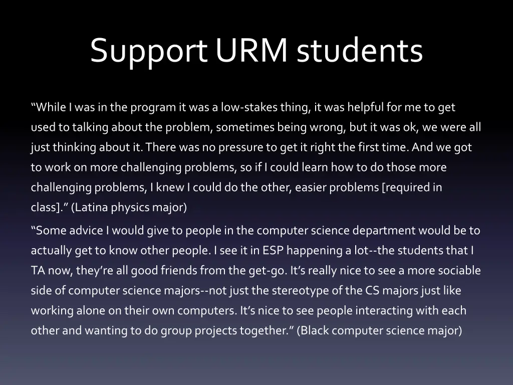 support urm students