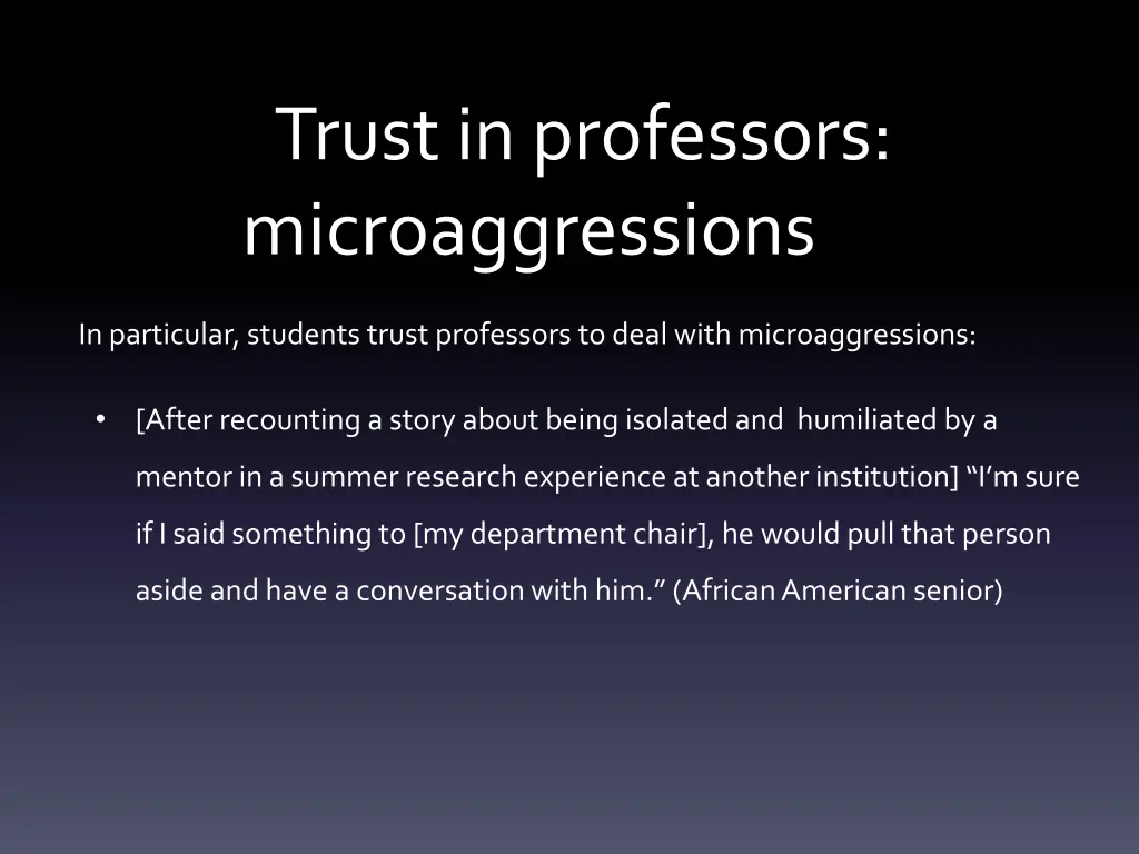 trust in professors microaggressions