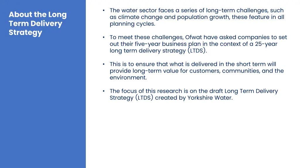 the water sector faces a series of long term