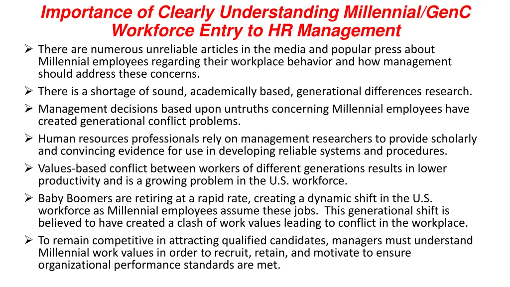 importance of clearly understanding millennial