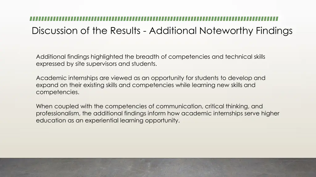 discussion of the results additional noteworthy