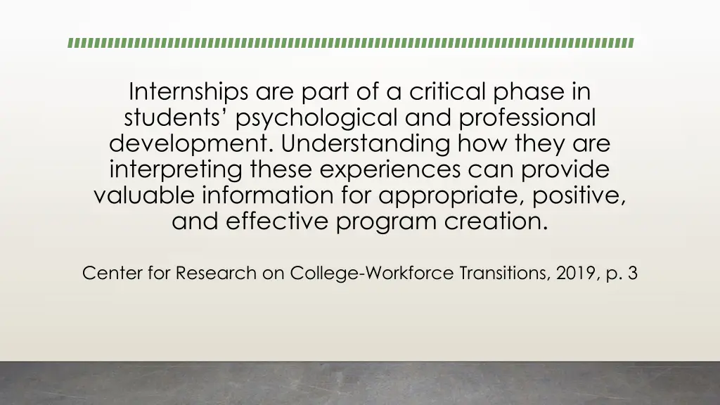 internships are part of a critical phase