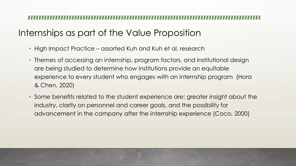 internships as part of the value proposition