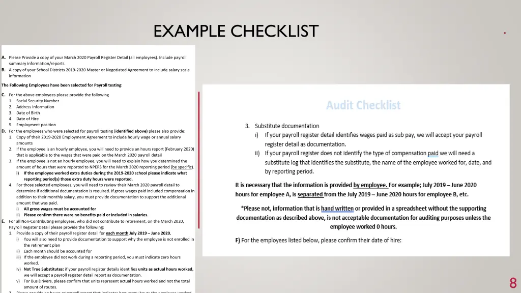 example checklist