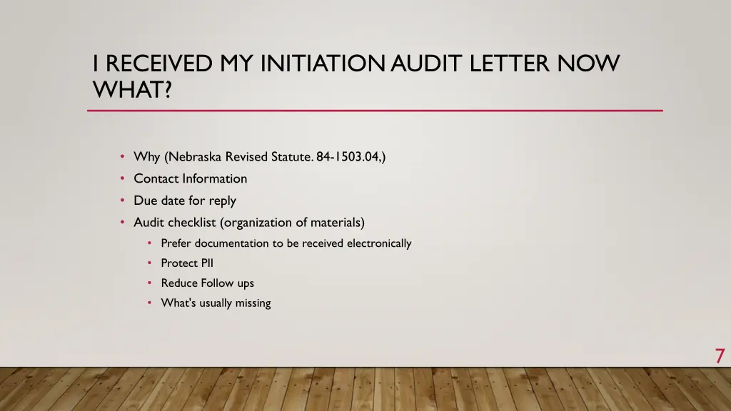 i received my initiation audit letter now what