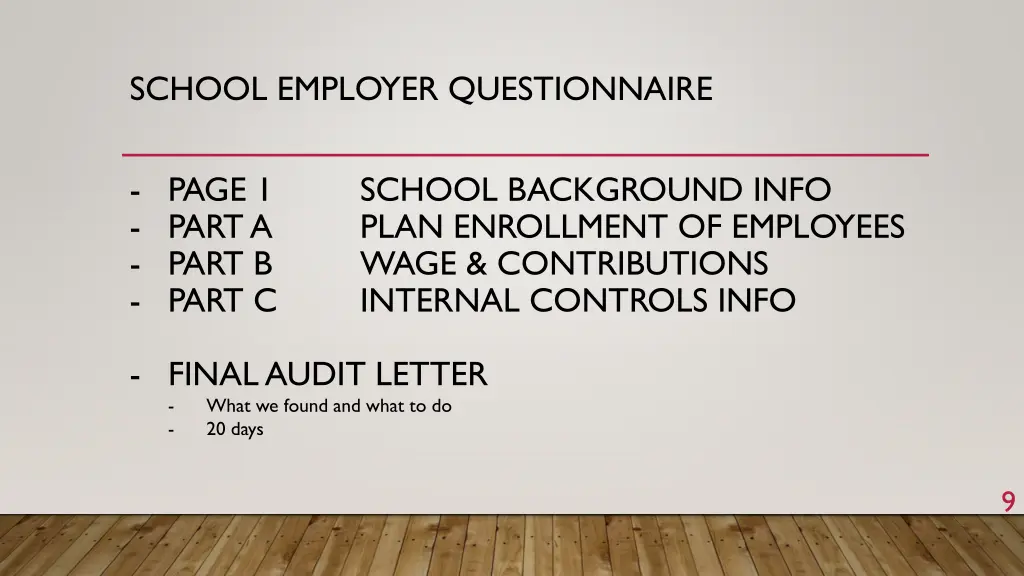 school employer questionnaire