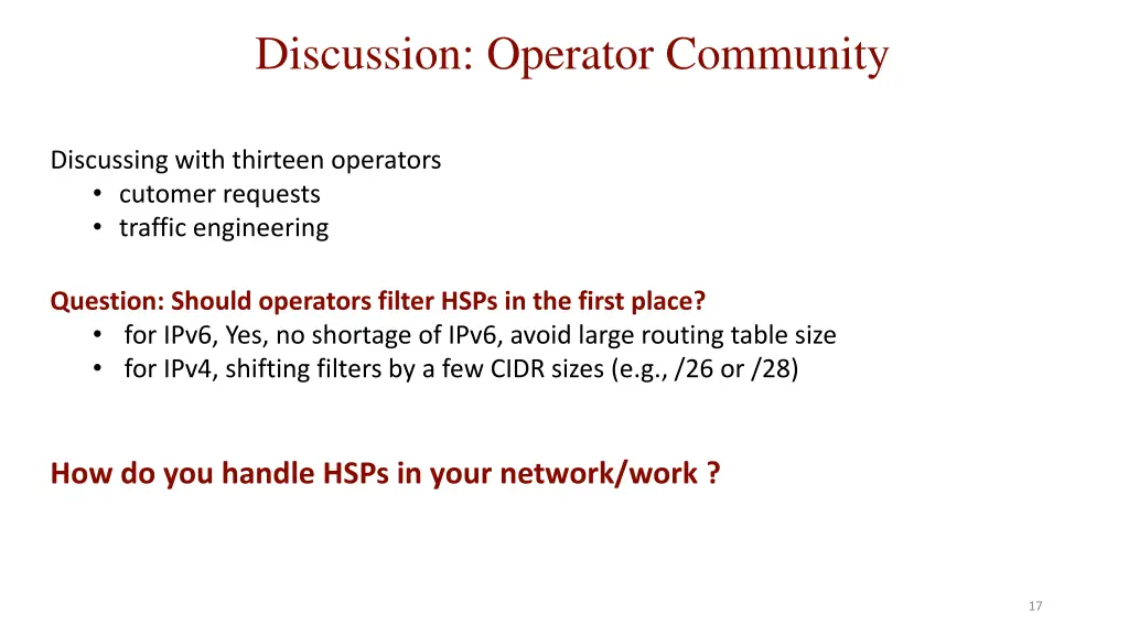 discussion operator community