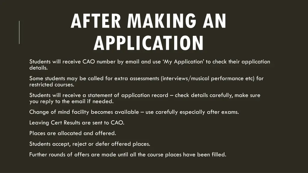 after making an application students will receive