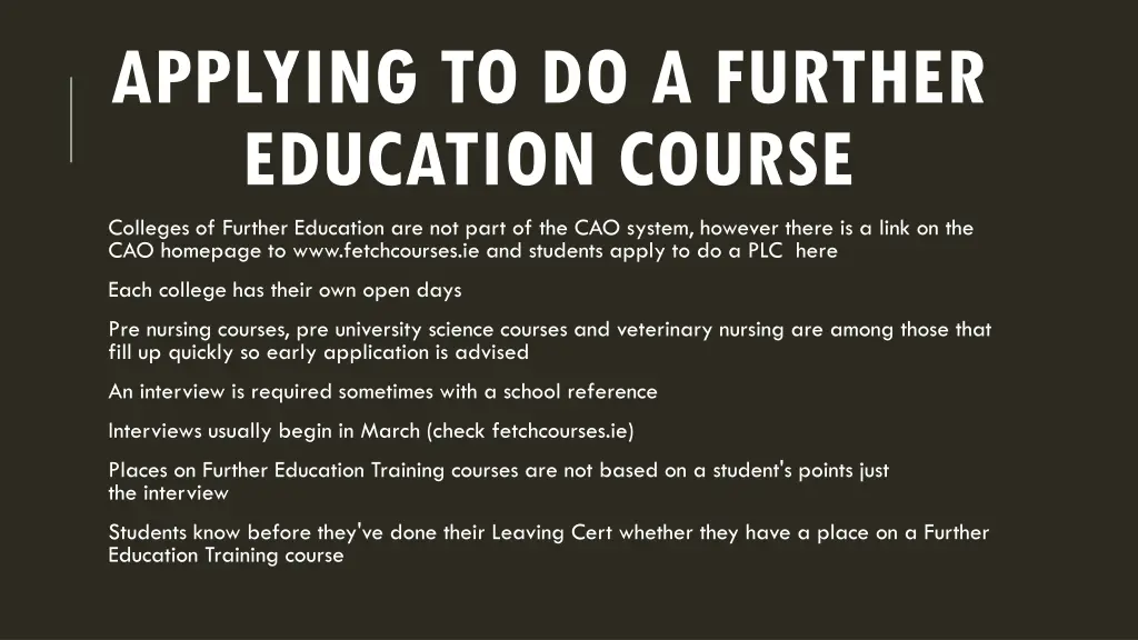 applying to do a further education course