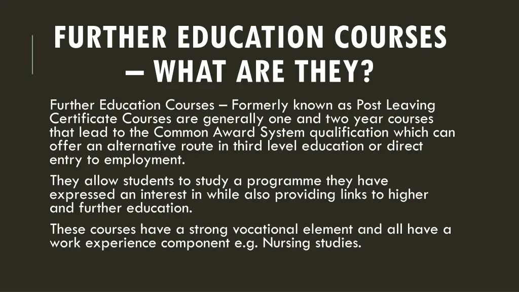 further education courses what are they further