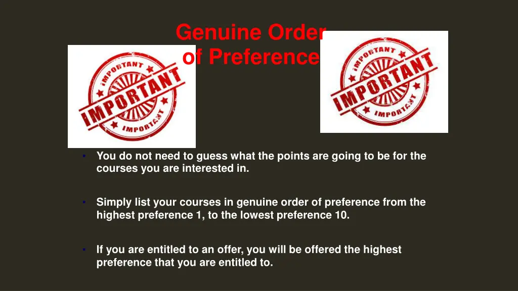 genuine order of preference