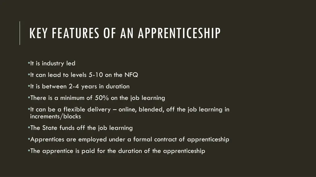 key features of an apprenticeship