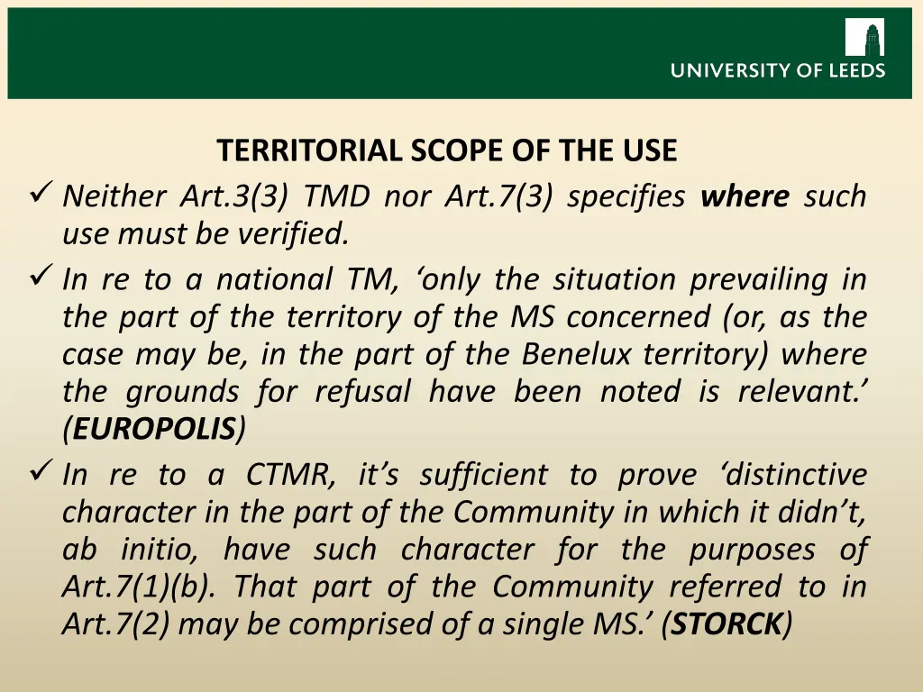 territorial scope of the use neither