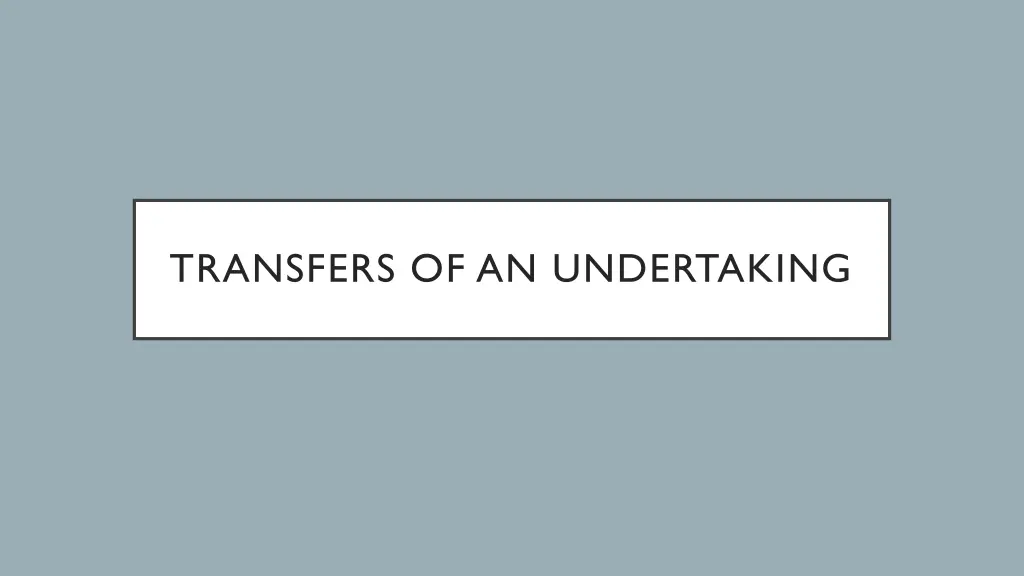 transfers of an undertaking