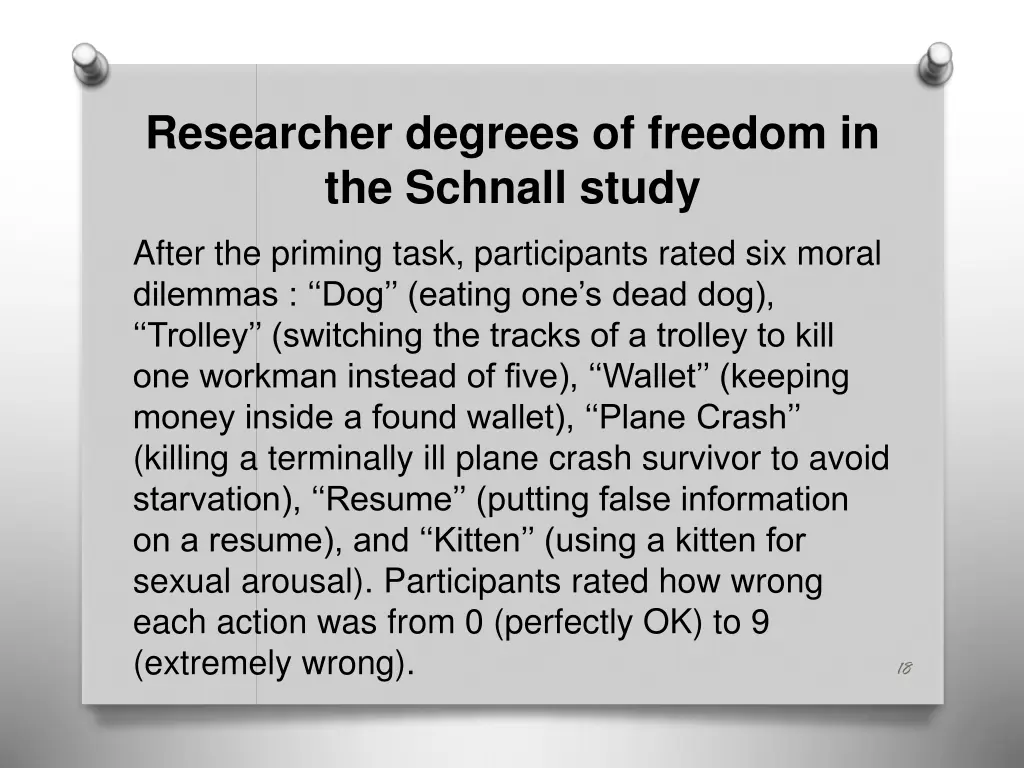 researcher degrees of freedom in the schnall study