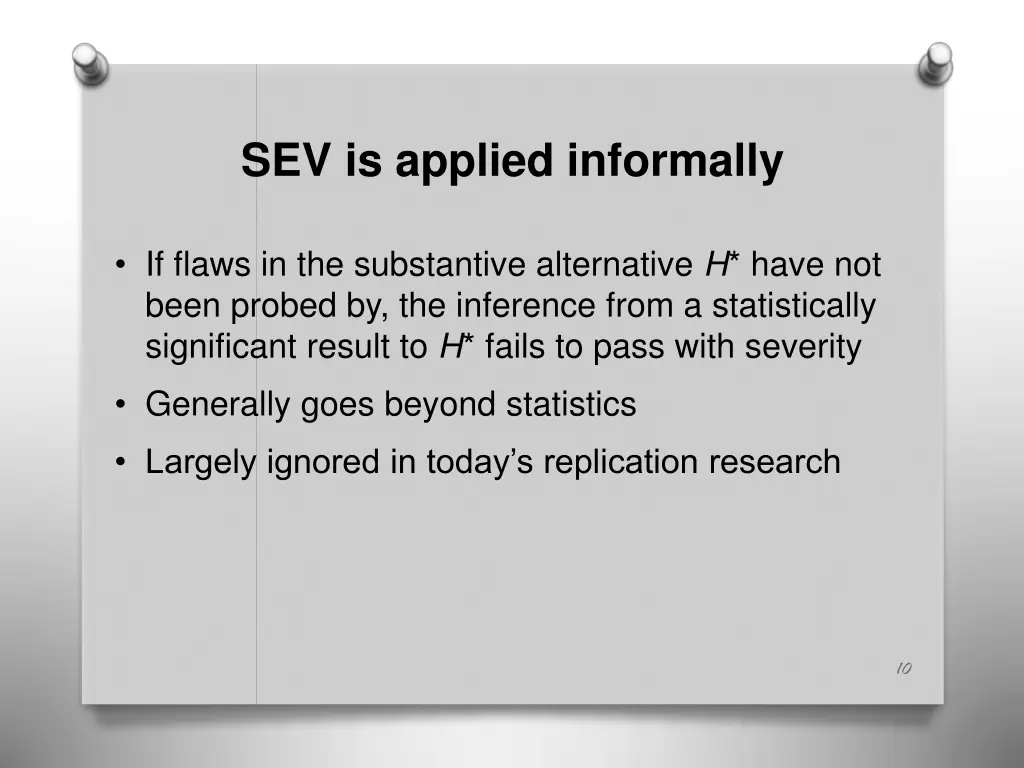 sev is applied informally