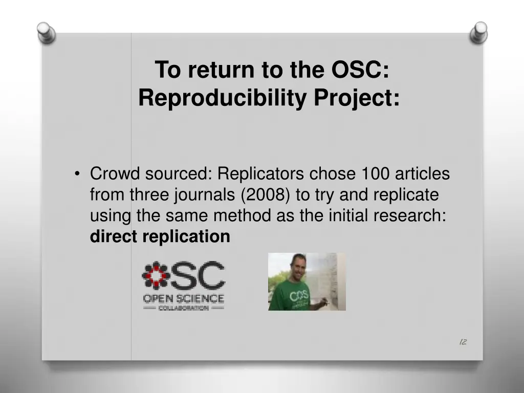 to return to the osc reproducibility project