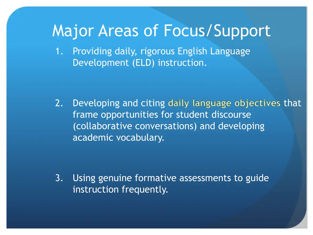 major areas of focus support 2