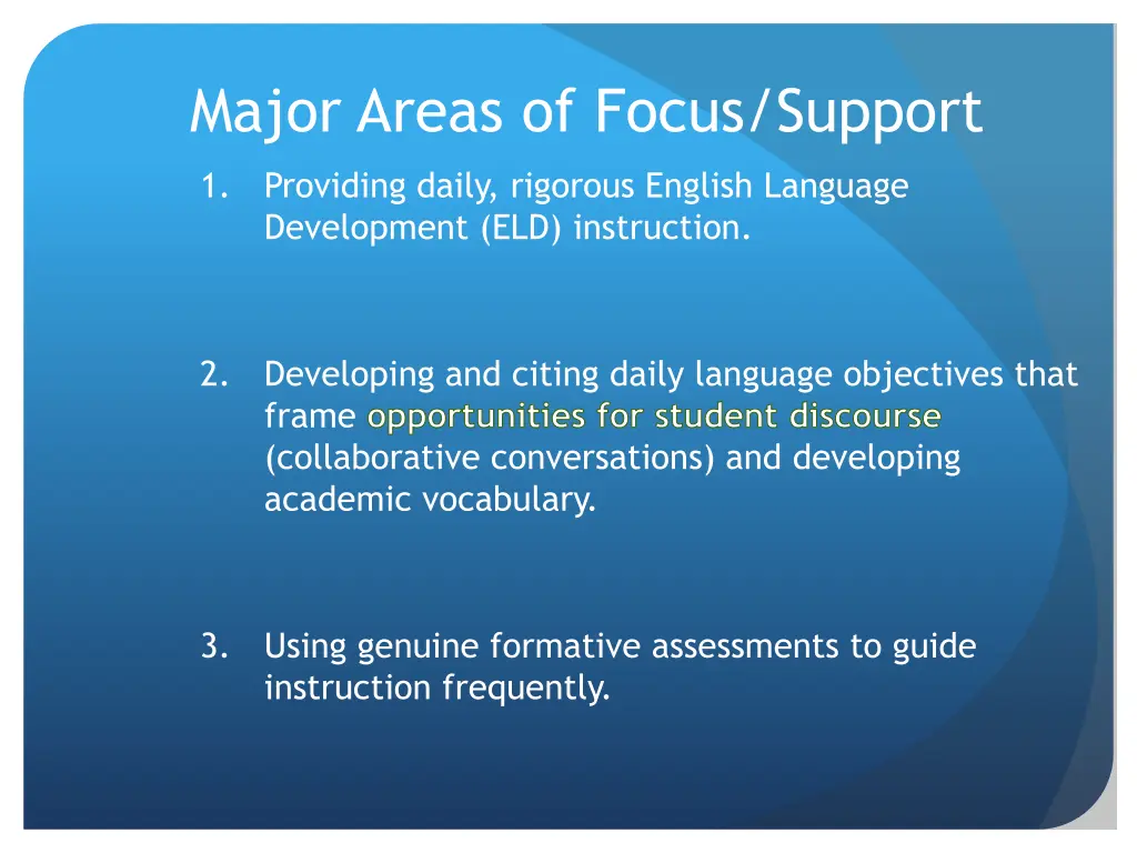 major areas of focus support 3