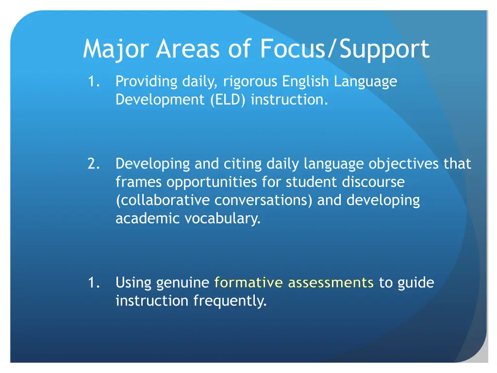 major areas of focus support 4