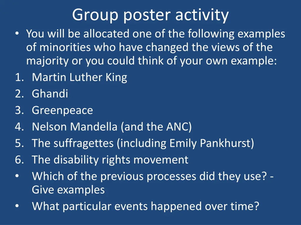 group poster activity you will be allocated