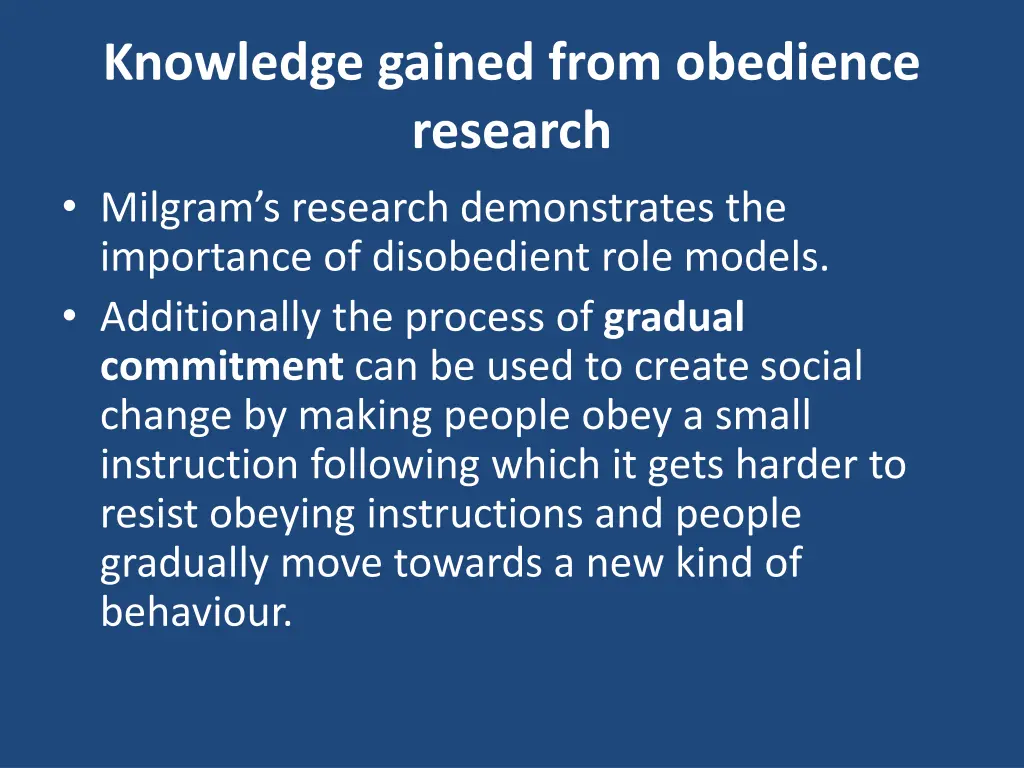 knowledge gained from obedience research milgram